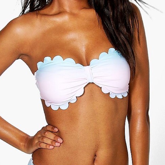 Boohoo Other - NWT boohoo Panama Ombre Scallop Bandeau Bikini top